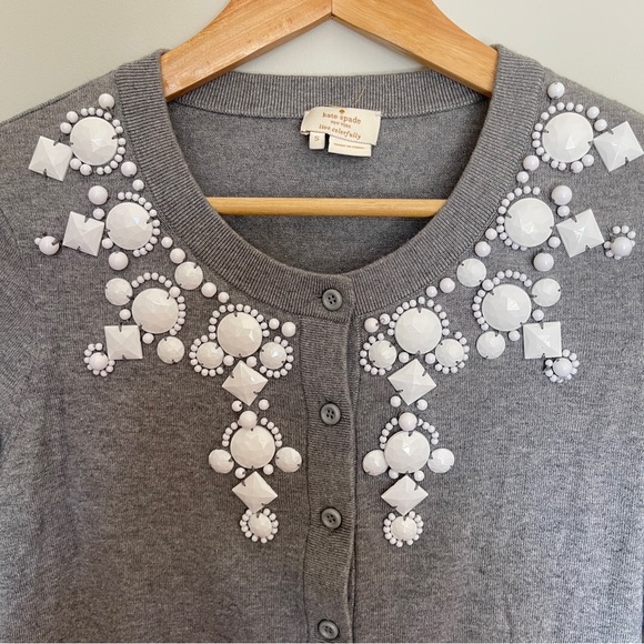 Kate Spade Sweaters Embellished Cardigan in Gray - Picture 3 of 8
